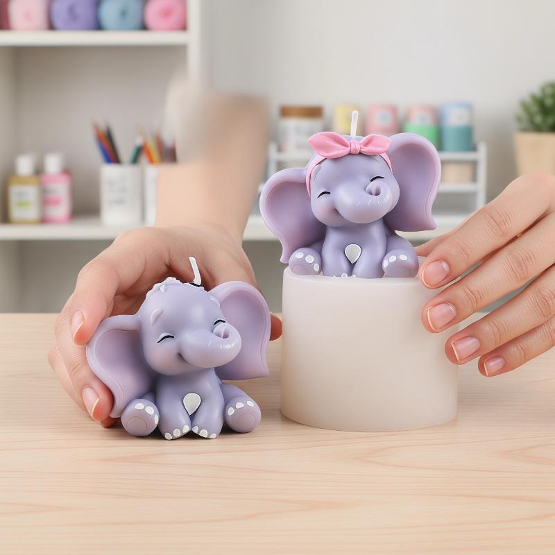 Soap Making Dish - Cute 3D Elephant Silicone Candle Mold