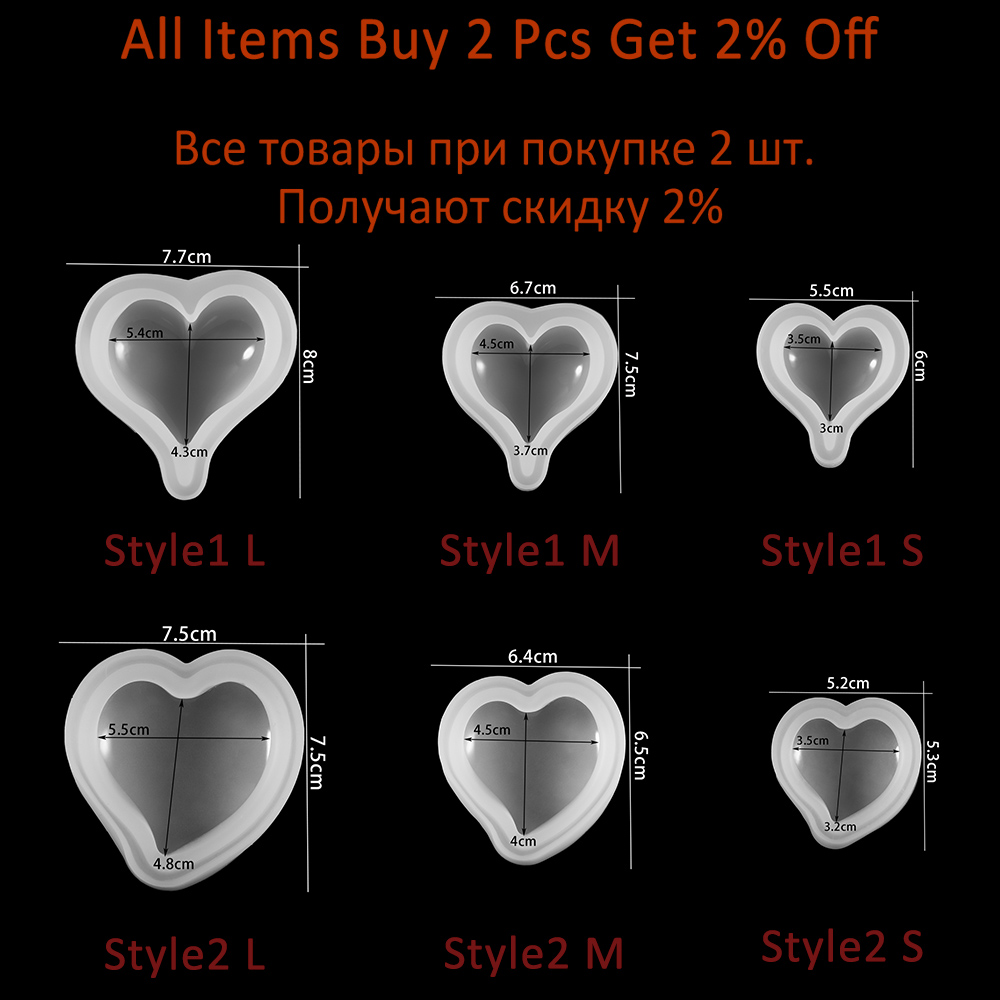1PCS 3D Heart Shape Silicone M - огляд і ціна Soap Making Business